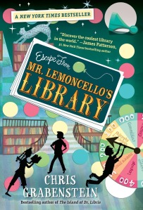 Escape-From-Mr-Lemoncellos-Library-Book-Front-Cover-Artwork-Art-Work-Lemoncello-Chris-Grabenstein-Nickelodeon-Nick-Press